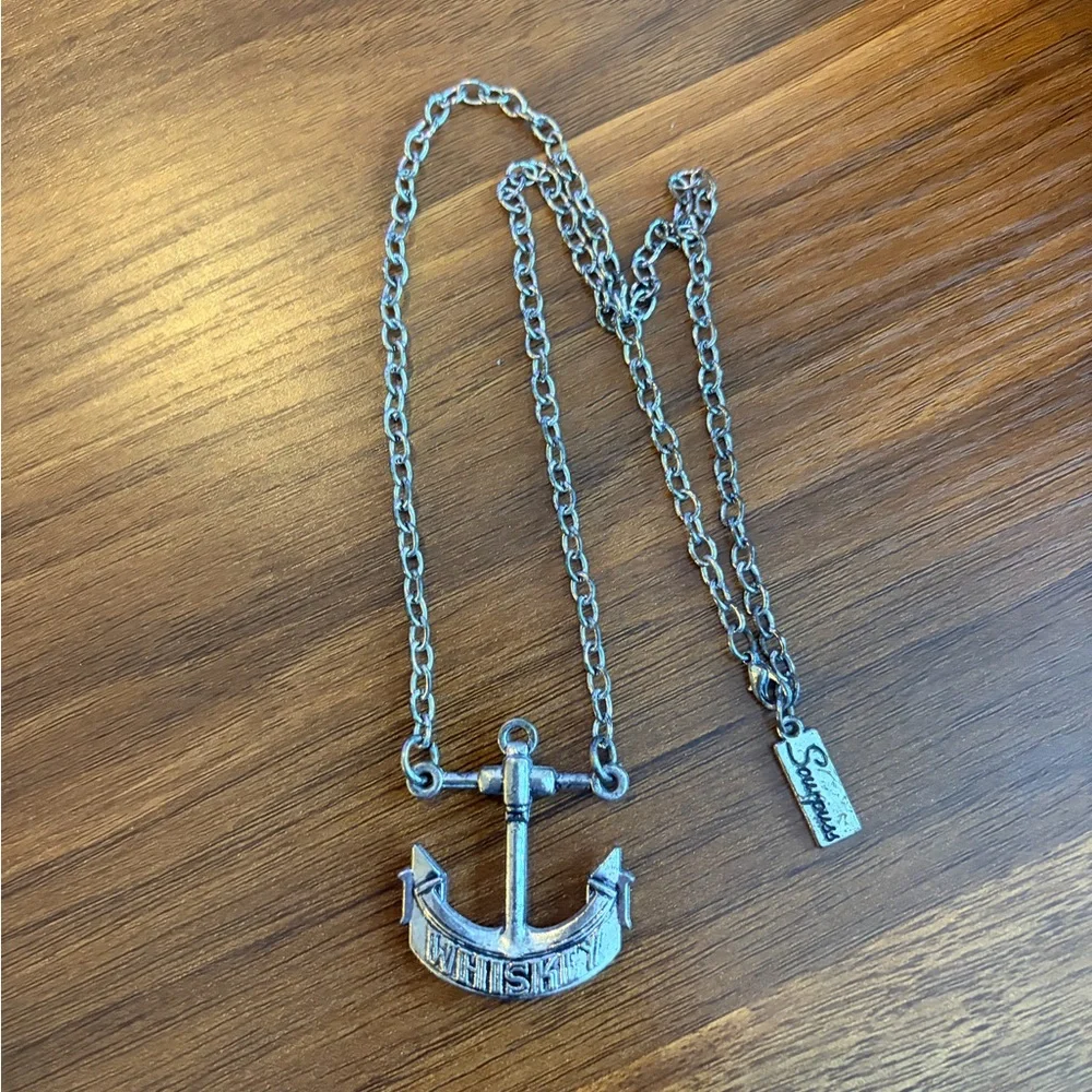 Sourpuss Clothing Silver Anchor Whiskey Necklace
